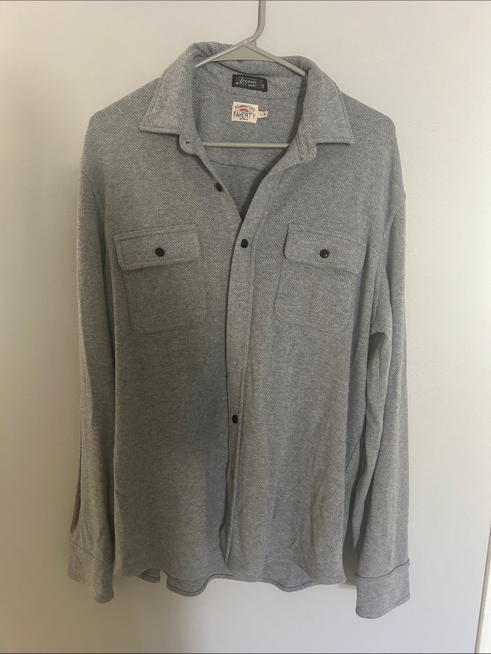 Faherty Light Gray Knit Button-Up Cardigan